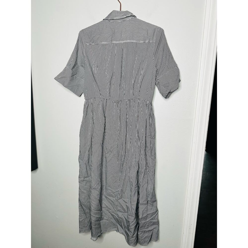 ADAM LIPPES x RTR Blue White Striped Front Button Collared Waist Tie Dress 8 - Picture 8 of 13